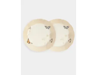 Тарелка закусочная, 24 см, 2 шт, фарфор N, бежевая, Бабочки, Butterfly garden
