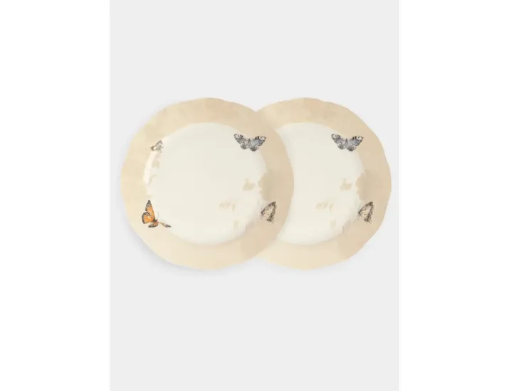Тарелка закусочная 24 см 2 шт бежевая Бабочки Anna Lafarg Butterfly garden
