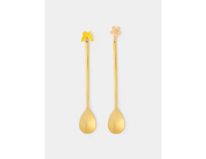 Ложка десертная 14 см 2 шт золотистая Цветок/Бабочка Anna Lafarg Butterfly