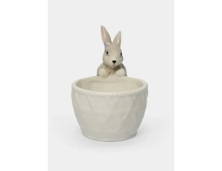 Конфетница 12х16 см молочно-серая Кролик с корзинкой Anna Lafarg Brown Rabbit