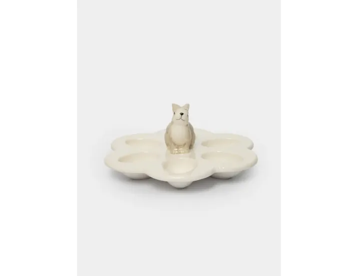 Блюдо пасхальное 22х9 см 6 отделений молочно-серое Кролик с цветами Anna Lafarg Brown Rabbit