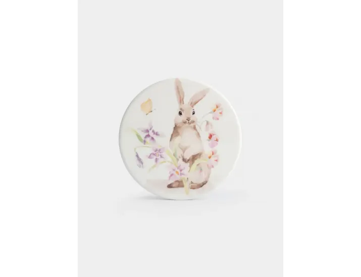 Подставка под кружку 11 см круглая белая Кролик в цветах Anna Lafarg Flower Rabbit