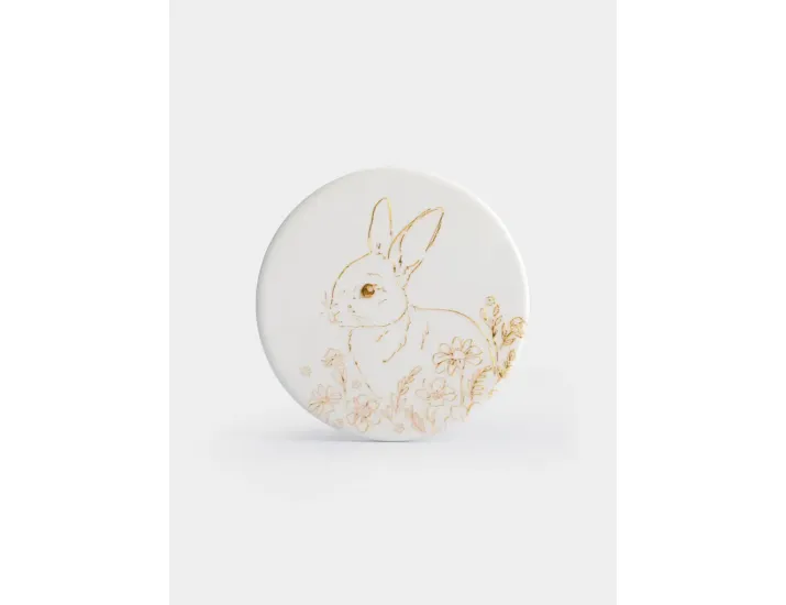 Подставка под кружку 11 см круглая белая Золотистый кролик Anna Lafarg White Rabbit