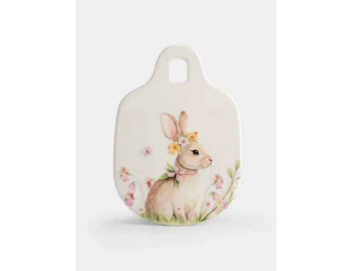 Подставка под горячее 15x21 см белая Кролик с венком в цветах Anna Lafarg Easter rabbit