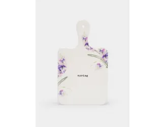 Подставка под горячее, 15x26 см, с ручкой, керамика/пробка, белая, Сирень, Meadow