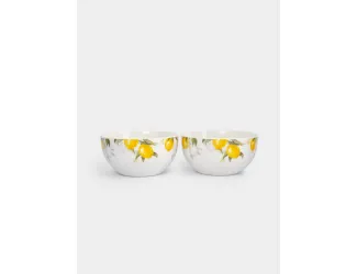 Салатник, 14x8 см, 620 мл, 2 шт, фарфор P, белый, Лимоны, Palermo