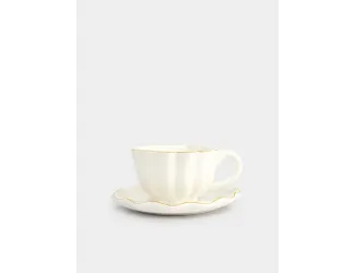 Пара чайная, 1 перс, 2 пр, 370 мл, керамика, с золотистым кантом, Волнистый край, Blossom