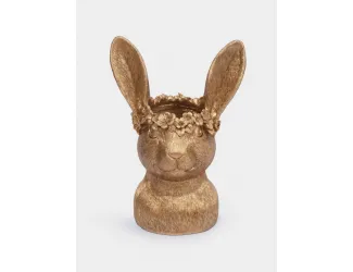 Ваза декоративная, 31 см, полирезин, золотистая, Кролик в венке, Rabbit