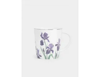 Кружка, 450 мл, фарфор F, белая, с золотистым кантом, Ирисы, Giardino