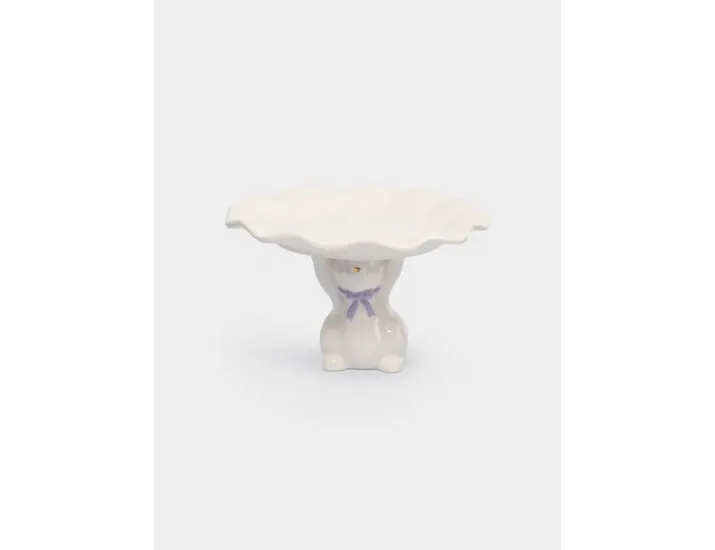 Блюдо на ножке 19х12 см молочно-золотистое Anna Lafarg Кролик с бантом White Rabbit