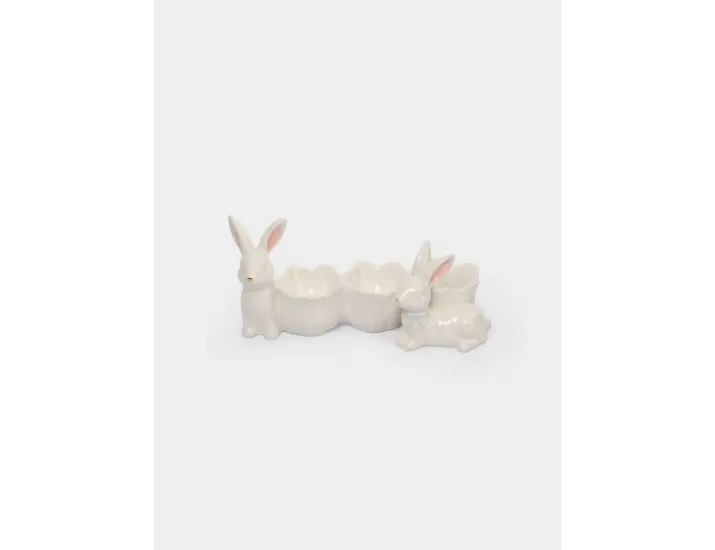 Блюдо пасхальное 20х9 см 3 отделения молочно-золотистое Кролики с цветами Anna Lafarg White Rabbit