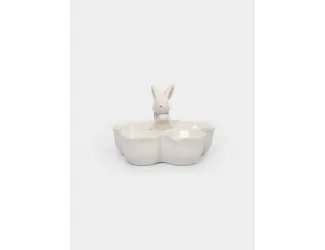 Блюдо пасхальное, 12х9 см, 5 отд, керамика, молочно-золотистое, Кролик в цветах, White Rabbit