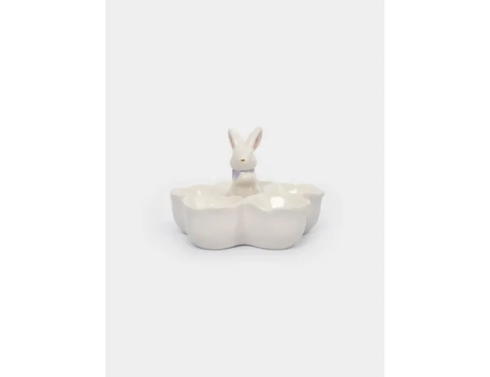 Блюдо пасхальное 12х9 см 5 отделений молочно-золотистое Anna Lafarg Кролик в цветах White Rabbit