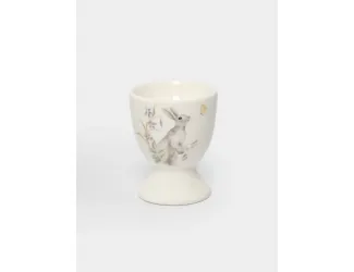 Подставка для яйца, 7 см, керамика, белая, Кролик с цветами, Flower Rabbit