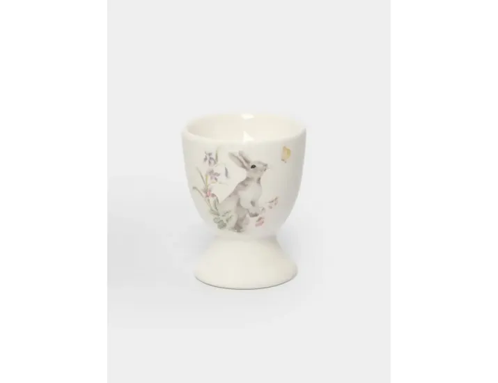 Подставка для яйца 7 см белая Кролик с цветами Anna Lafarg Flower Rabbit