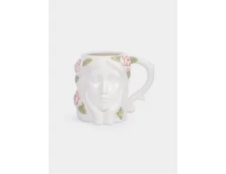 Кружка, 350 мл, керамика, молочная, Девушка с тюльпанами, Tulip