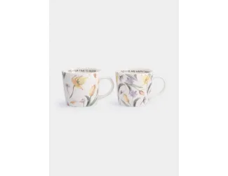 Кружка, 430 мл, 2 шт, фарфор N, белая, Летящие цветы, Fiori