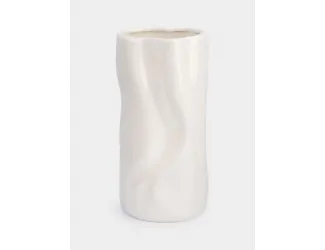 Ваза для цветов, 23 см, керамика, молочная, Мятый эффект, Drapery