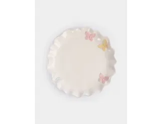 Блюдо, 24 см, керамика, молочное, Бабочки, Butterfly