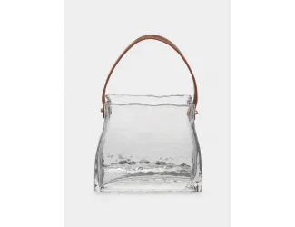 Ваза для цветов, 15 см, декоративная, с ручкой, стекло/полиуретан, Сумка