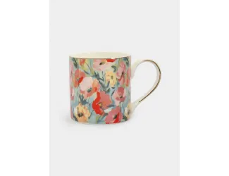 Кружка, 380 мл, фарфор N, с золотистым кантом, Акварельные цветы, Floristics