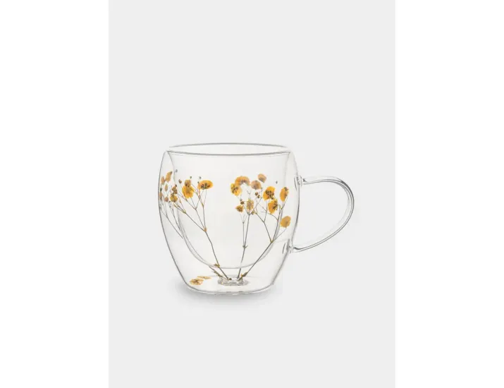 Кружка 240 мл с сухоцветами внутри Желтые цветы Anna Lafarg Wind-mystery
