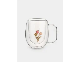 Кружка, 330 мл, стекло Б/металл, Тюльпаны, Wind-deco