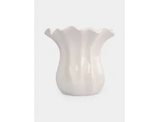 Ваза для цветов, 23 см, керамика, молочная, Волнистый край, Zephyr