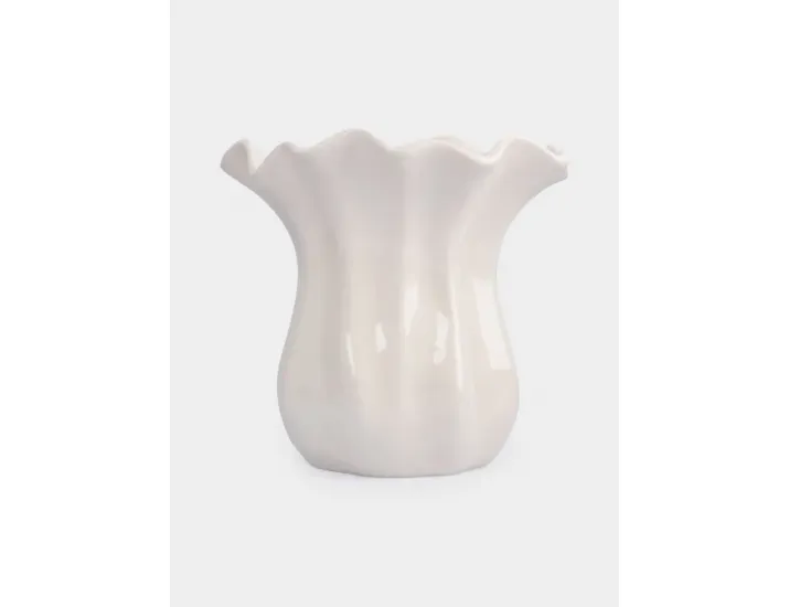 Ваза для цветов 23 см молочная Волнистый край Anna Lafarg Zephyr