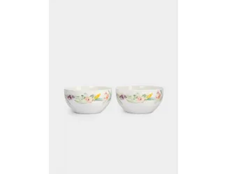 Салатник, 14x8 см, 620 мл, 2 шт, фарфор P, белый, Акварельные цветы, Bouquet