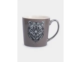 Кружка, 500 мл, фарфор N, коричнево-серебристая, Медведь, Graphics
