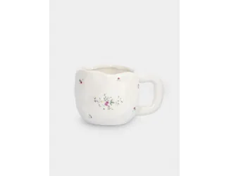 Кружка, 550 мл, керамика, белая, Цветы, Meadow