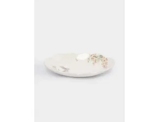 Блюдо, 31х18 см, керамика, овальное, белое, Кролик с цветами, Flower Rabbit