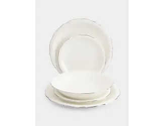 Сервиз обеденный, 6 перс, 18 пр, фарфор F, белый, с серебристым кантом, Dynasty