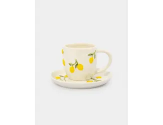 Пара чайная, 1 перс, 2 пр, 300 мл, фарфор P, молочная, Лимоны, Limoncello