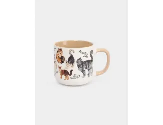 Кружка, 400 мл, фарфор N, бело-бежевая, Коты, Pets