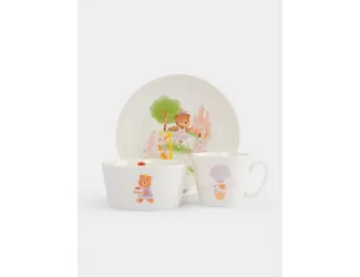 Набор посуды, детский, 1 перс, 3 пр, фарфор N, белый, Сказочные животные, Fabulous animals