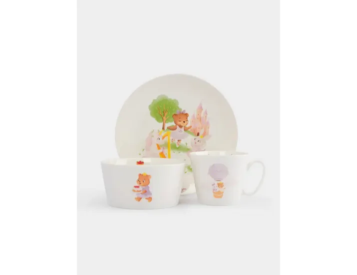 Набор посуды детский 1 персона 3 предмета белый Сказочные животные Anna Lafarg Fabulous animals