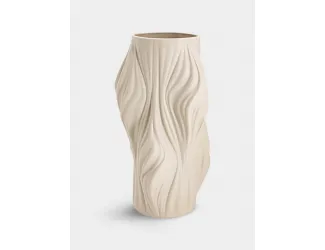 Ваза для цветов, 36 см, декоративная, фарфор P, серо-бежевая, матовая, Волны, Edit
