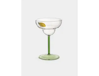 Бокал-креманка для шампанского, 260 мл, стекло Б, зеленая ножка, Лимон, Lemon