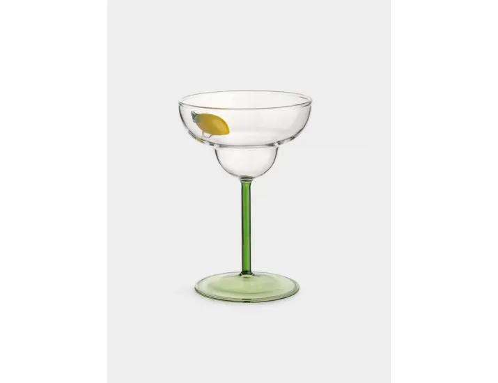 Бокал-креманка для шампанского 260 мл зеленая ножка Лимон Anna Lafarg Lemon