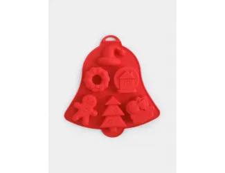 Форма для выпечки кексов, 21х20 см, 6 отд, силикон, красная, Колокольчик, Muffin