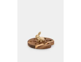 Блюдо пасхальное, 15х6 см, 6 отд, дерево/полирезин, Кролик, Easter