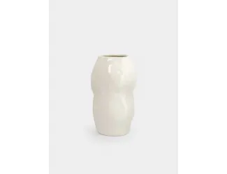 Ваза для цветов, 28 см, керамика, молочная, Мятый эффект, Barkhan
