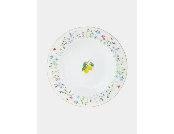Тарелка суповая 21,5 см белая Цветы и лимоны Easy Life Fleurs et Citrons