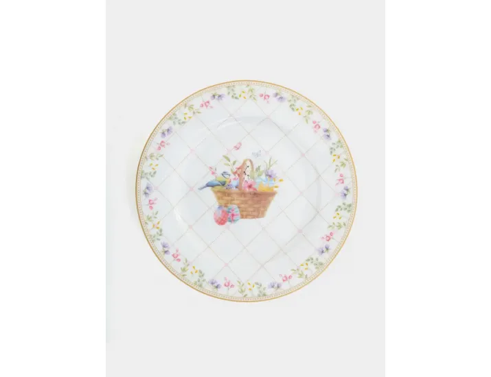Тарелка закусочная 19 см белая Корзина с цветами Easy Life Spring Bloom