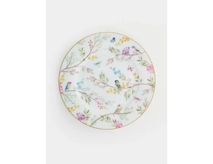 Тарелка закусочная 19 см белая Цветы и птицы Easy Life Birds Melody