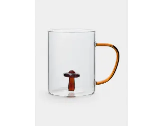 Кружка, 400 мл, стекло Б, коричневая ручка, Гриб, Autumn forest