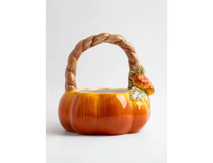 Конфетница 21х21 см с ручкой оранжево-зеленая Тыква Anna Lafarg Bright pumpkin