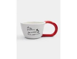 Кружка, 350 мл, фарфор N, бело-красная, Кот, Eccentric